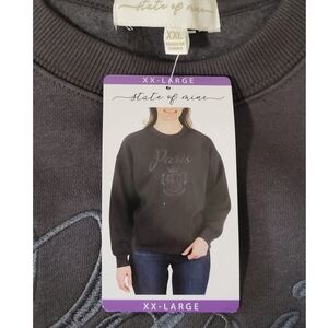 NWT State of Mine Paris Embroidered Crew Pullover Women's XXL Sweatshirt